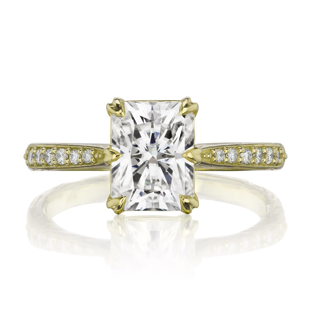 ・NAOMI・Radiant Moissanite Center, Diamond Band (1.8ct Center)