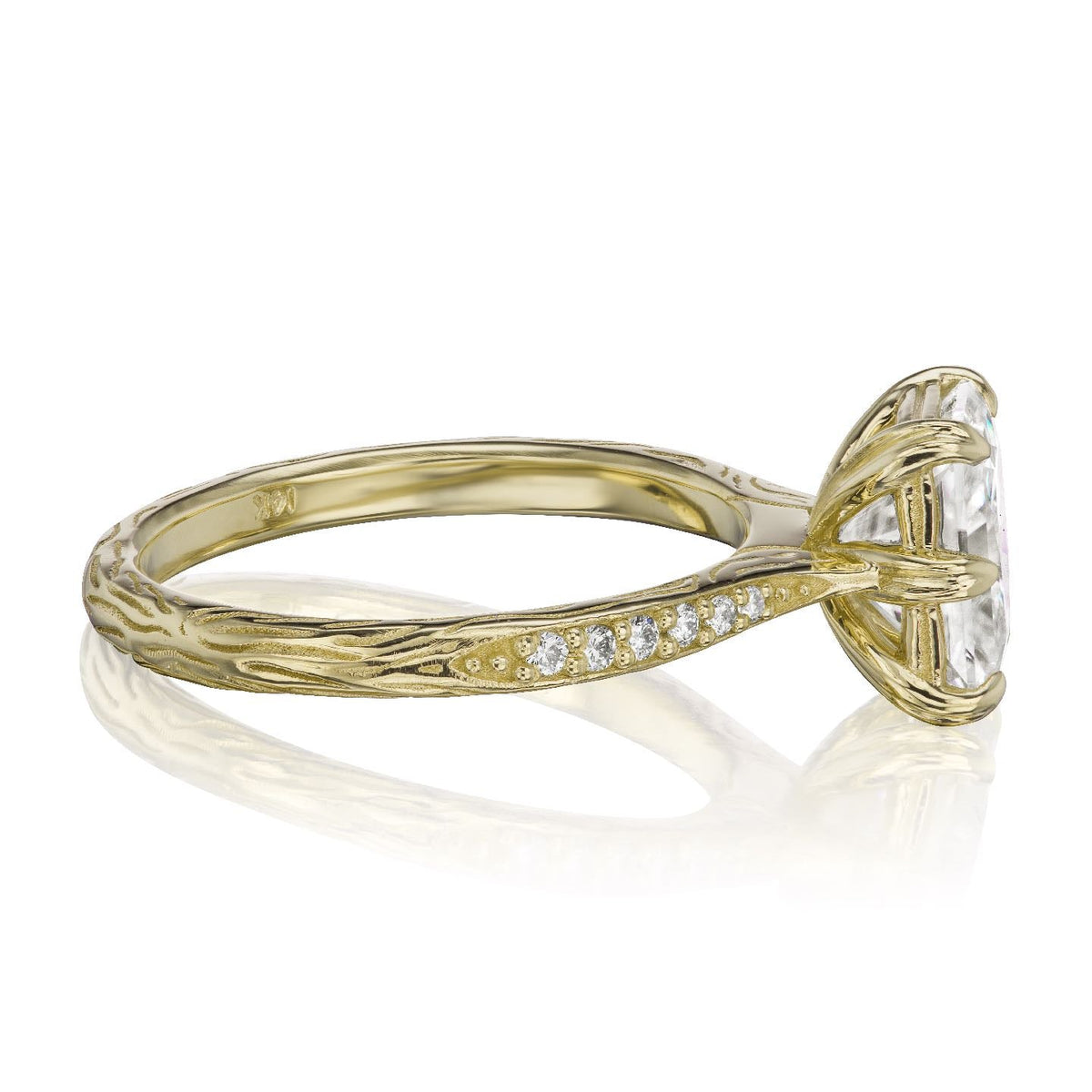 ・NAOMI・Radiant Moissanite Center, Diamond Band (1.8ct Center)
