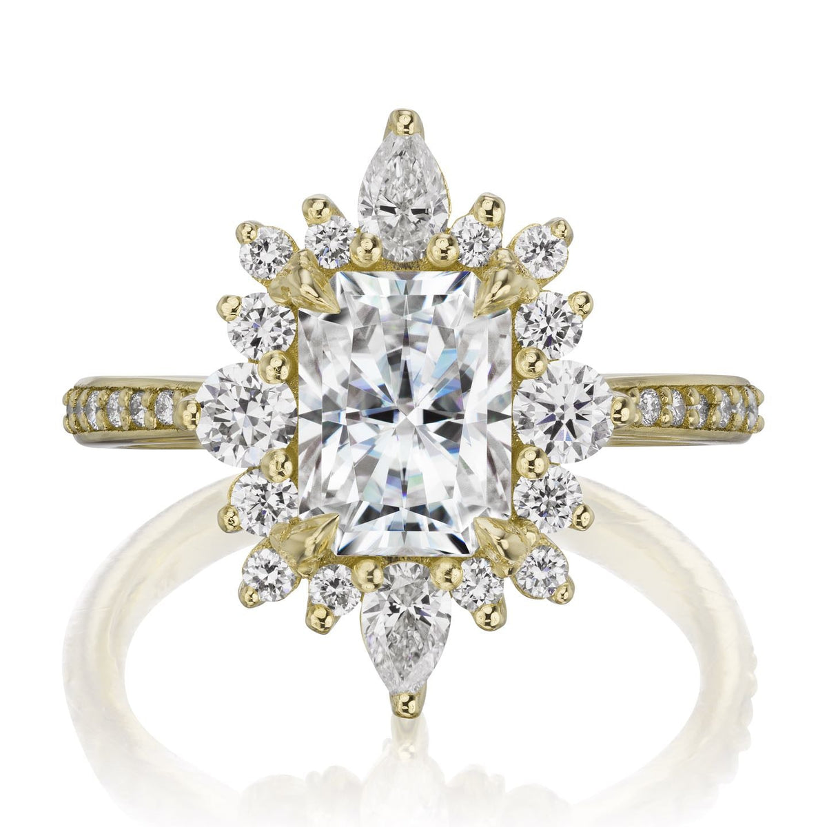 ・TALIA・Radiant Cut Moissanite Center, Diamond Halo (2.38ctw+)
