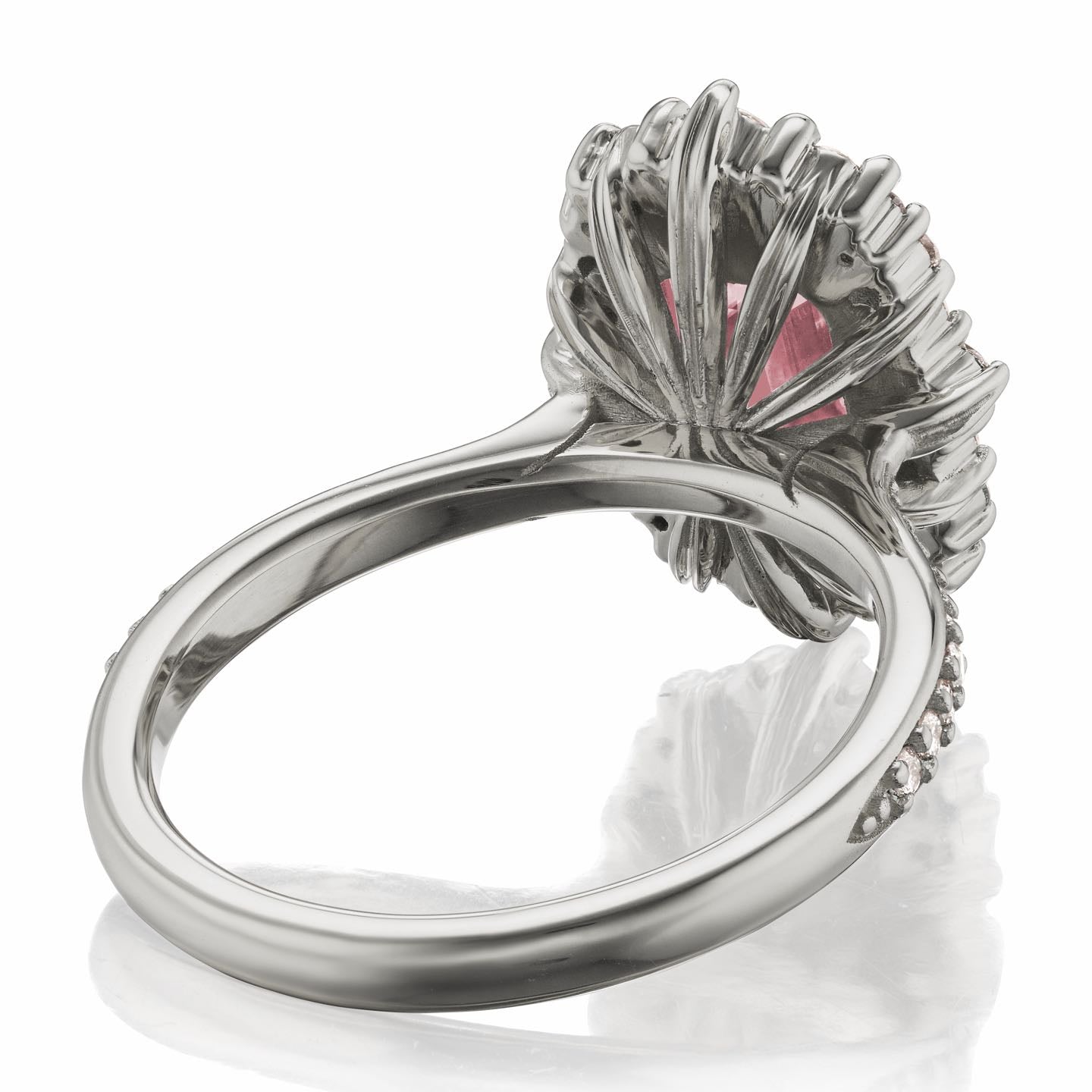 ・ADELINE・Radiant Peach Sapphire Center, Diamond Halo (2.31ctw+)