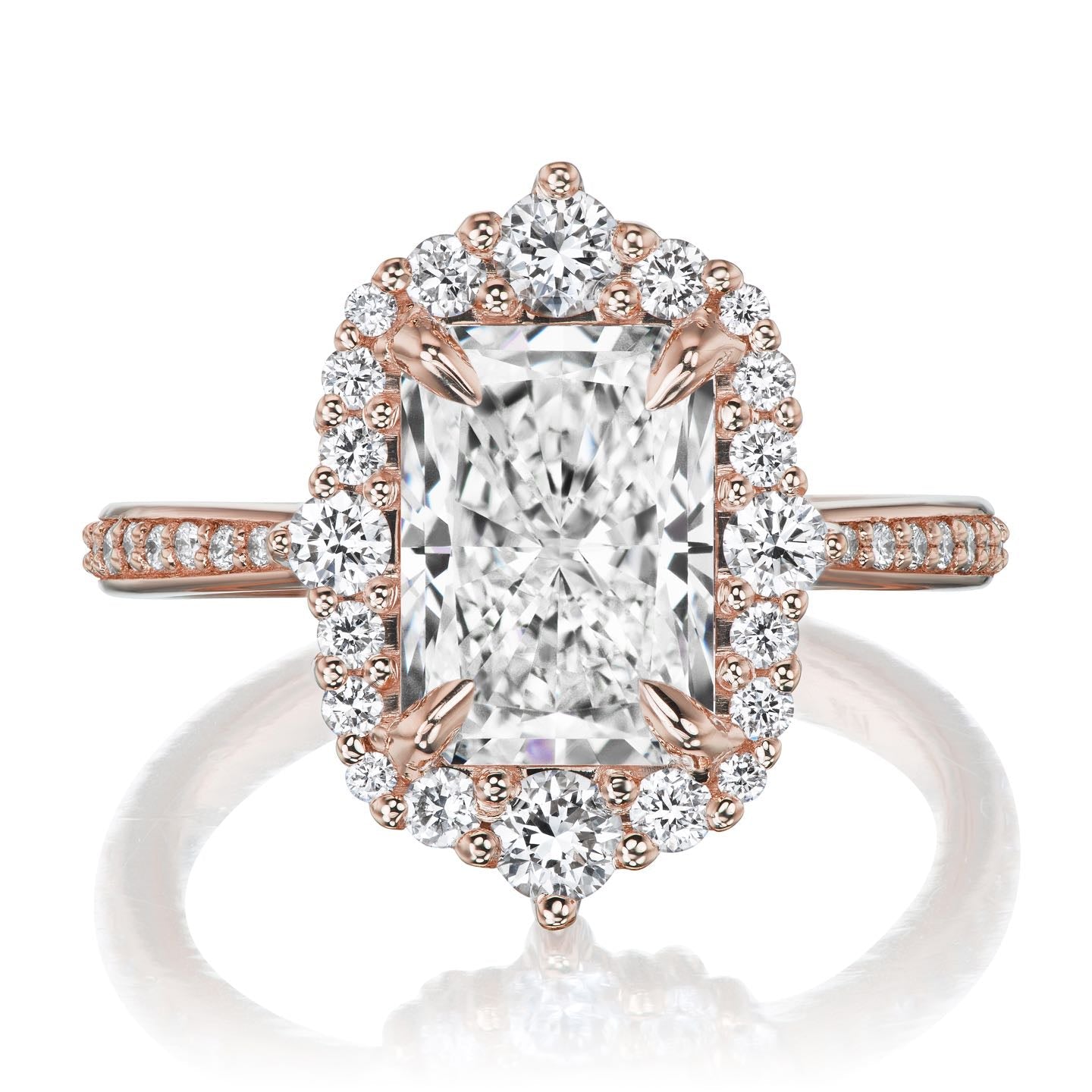 ・ADELINE・Radiant Cut Lab-Grown Diamond Center, Diamond Halo (2.96ctw+)