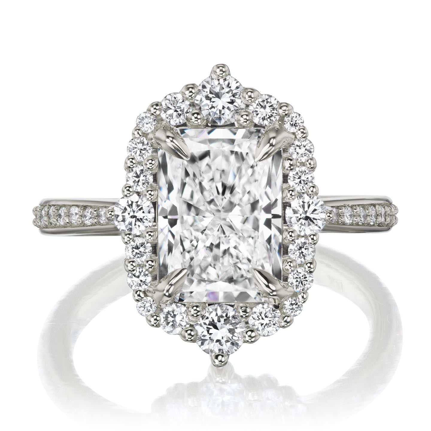・ADELINE・Radiant Cut Lab-Grown Diamond Center, Diamond Halo (2.96ctw+)
