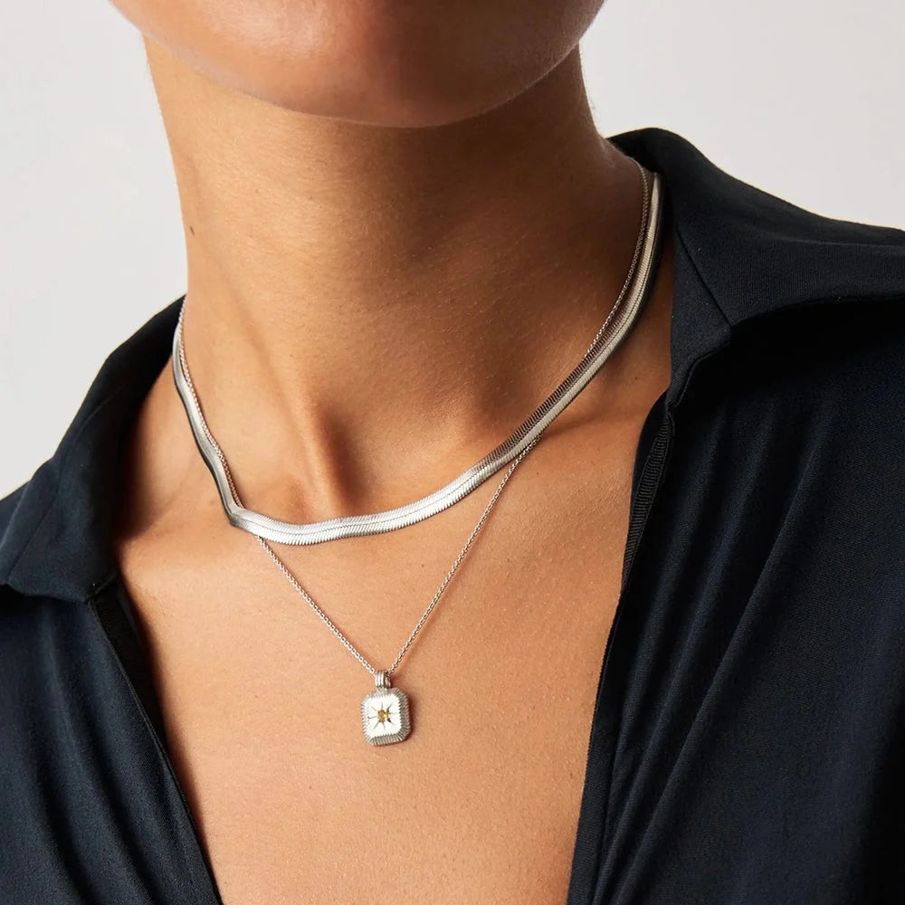 November Birthstone Pendant Necklace | Sterling Silver/Citrine