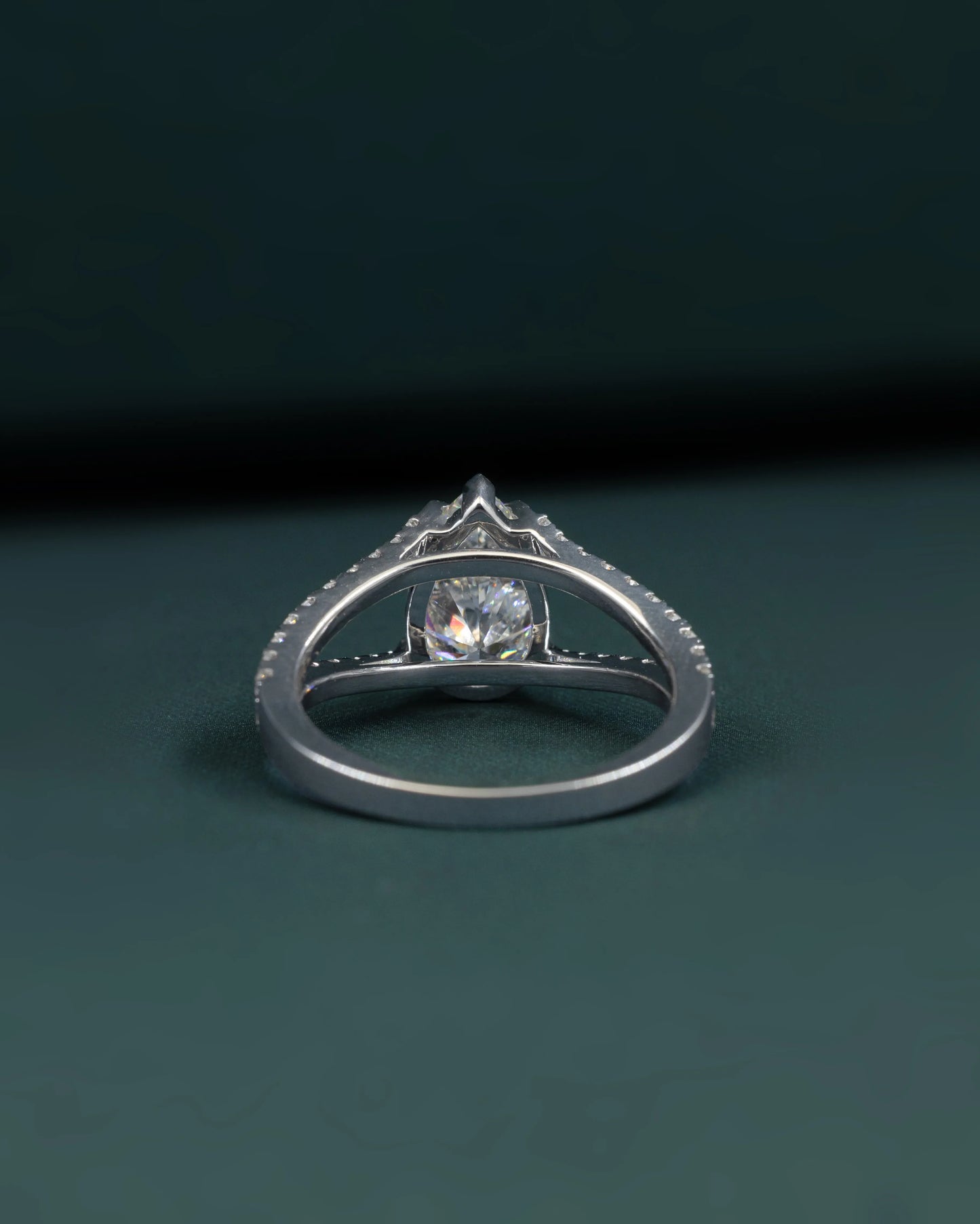 2.35 CTW Pear Cut Pavé Split Shank Lab-Grown Diamond Engagement Ring