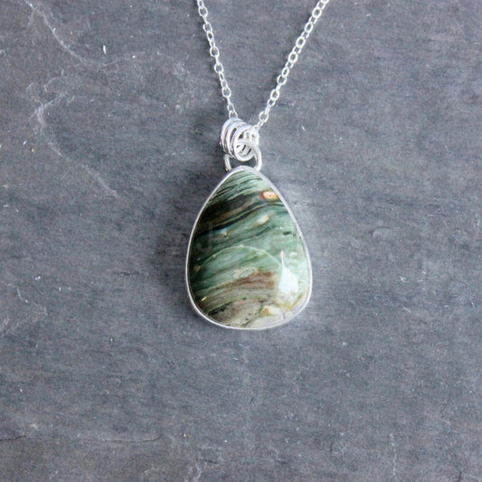 Chunky Gary Green Jasper Pendant Necklace | Pacific Northwest Gemstone Jewelry