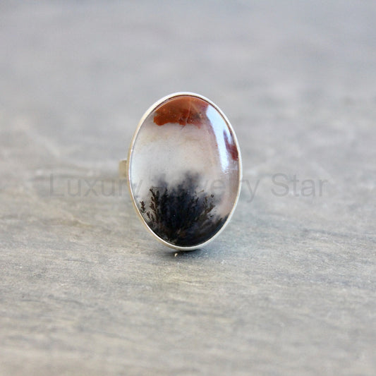 Crooked River (Oregon) Agate Statement Ring • Sterling Silver • PNW Gemstone Jewelry