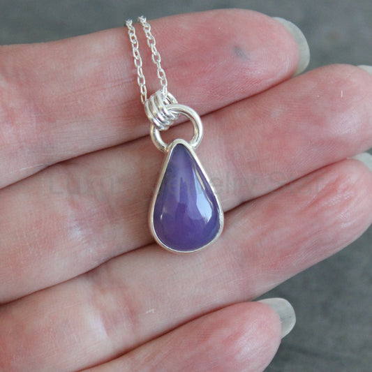 Dark Teardrop Holley Blue Agate Pendant Necklace | PNW Gemstone Jewelry - image 2