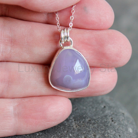 Holley Blue Agate Pendant Necklace • Sterling Silver • PNW Gemstone Jewelry - image 2