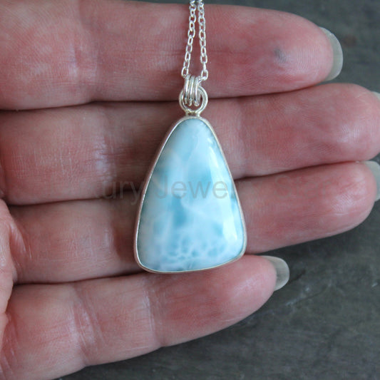 Large Larimar Pendant Necklace | Dominican Republic Gemstone - image 2