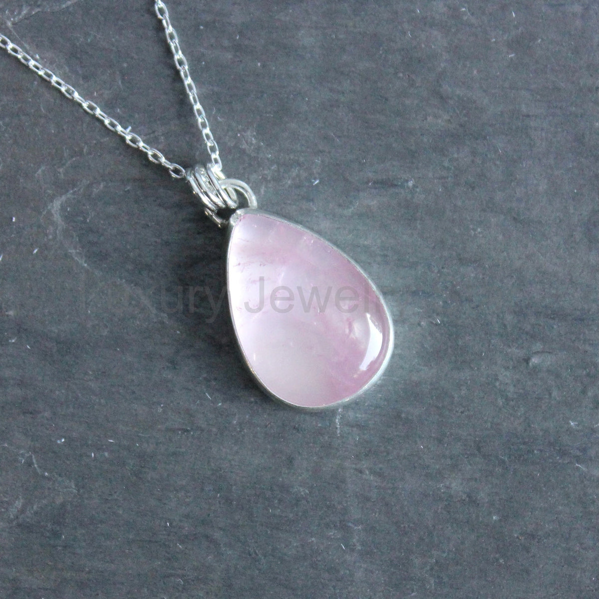Large Rose Quartz Teardrop Pendant Necklace | Pink Gemstone Jewelry - image 5
