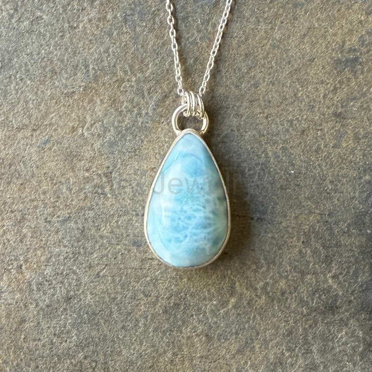 Large Teardrop Larimar Pendant Necklace | Dominican Republic Gemstone - image 4