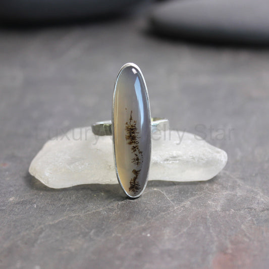 Montana Agate Statement Ring Size 10 | PNW Gemstone | Handmade Sterling Silver - image 2