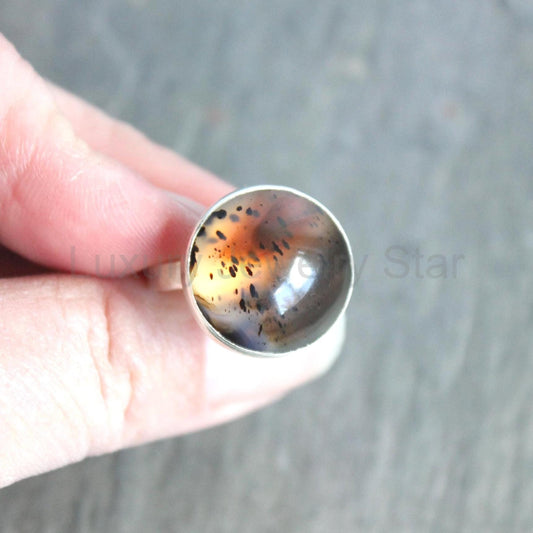 Montana Agate Statement Ring Size 8.5 | PNW Gemstone | Handmade Sterling Silver - image 2