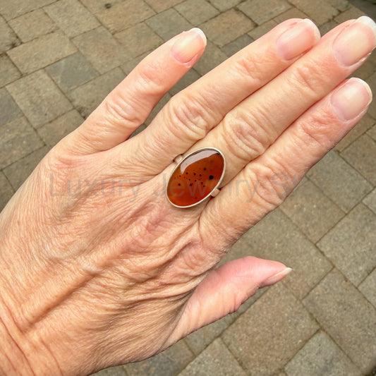 Orange Montana Agate Statement Ring • Sterling Silver • PNW Gemstone Jewelry - image 2