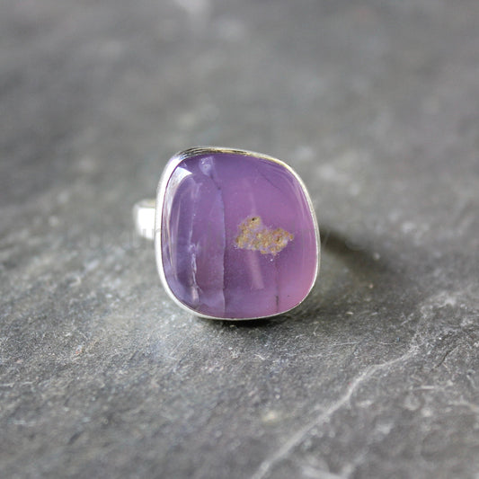 Oregon Holley Blue Agate Statement Ring Size 7 | PNW Gemstone | Handmade Sterling Silver