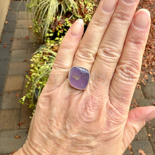 Oregon Holley Blue Agate Statement Ring Size 7 | PNW Gemstone | Handmade Sterling Silver - image 2
