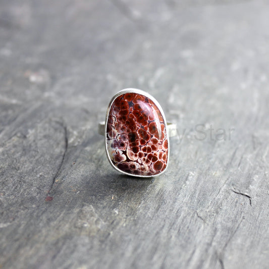 Oregon Orbicular Jasper Statement Ring Size 10.5 | PNW Gemstone | Handmade Sterling Silver