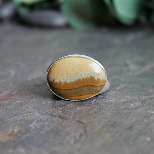 Owyhee Picture Jasper Statement Ring Size 9.25 | PNW Gemstone | Handmade Sterling Silver