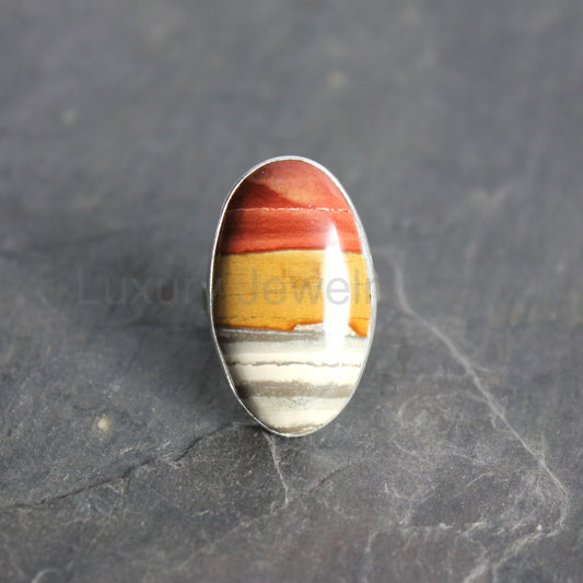 Polychrome Jasper Statement Ring Size 4.25 | PNW Gemstone | Handmade Sterling Silver
