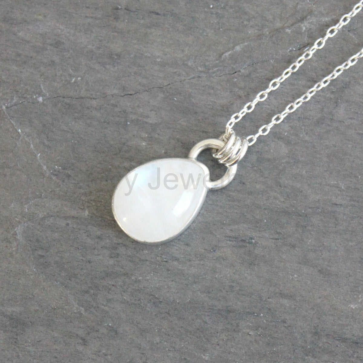 Rainbow Moonstone Teardrop Pendant Necklace | June Birthstone Handmade Jewelry - image 4