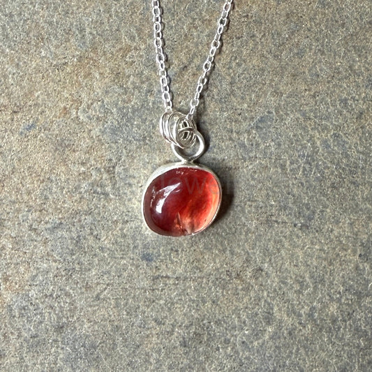 Red Oregon Sunstone Freeform Pendant Necklace | Sterling Silver | PNW Gemstone