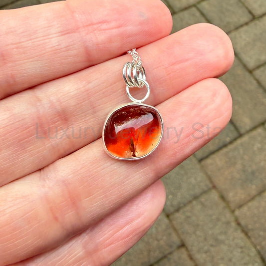 Red Oregon Sunstone Freeform Pendant Necklace | Sterling Silver | PNW Gemstone - image 2