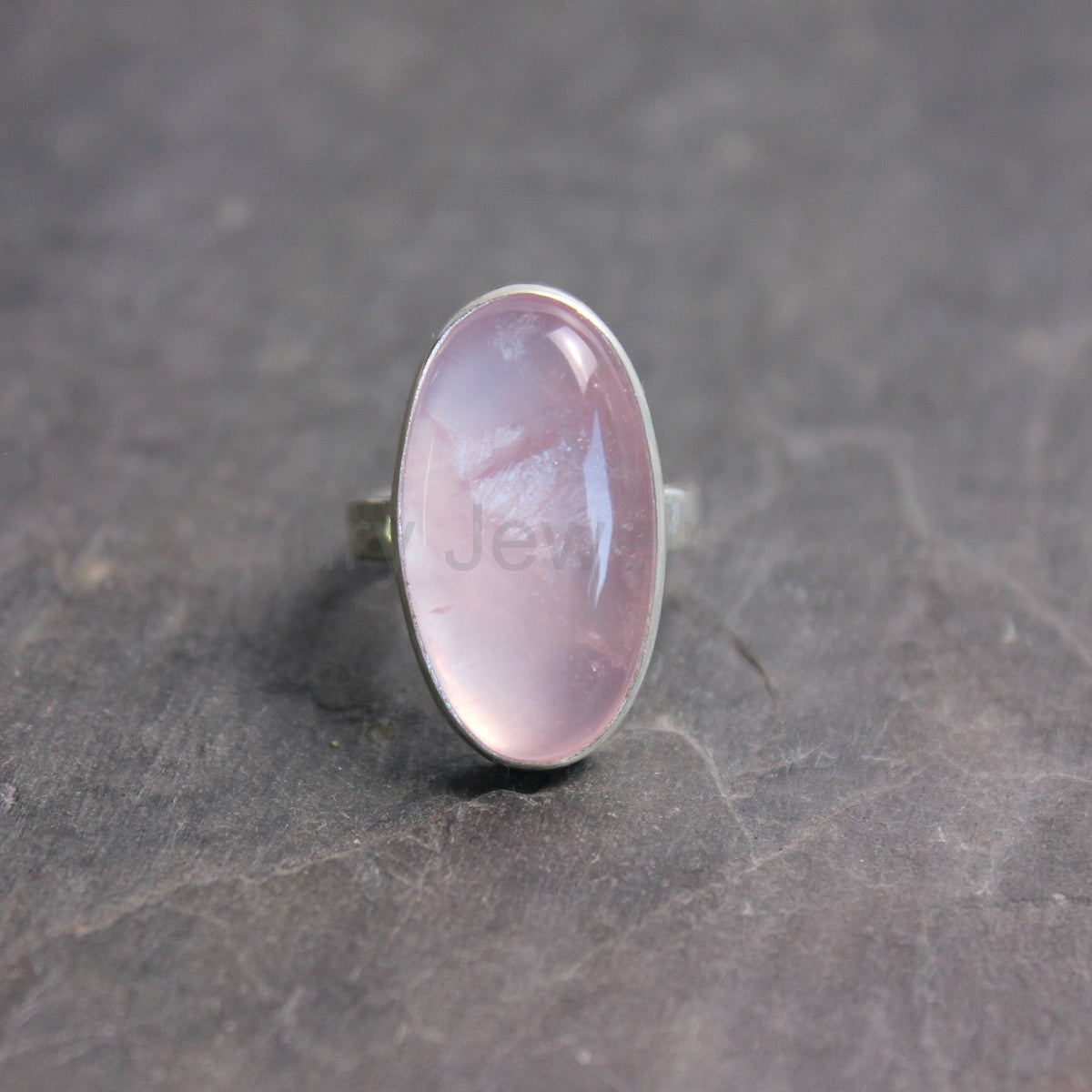 Rose Quartz Statement Ring Size 5 | Handmade Sterling Silver | Pink Gemstone