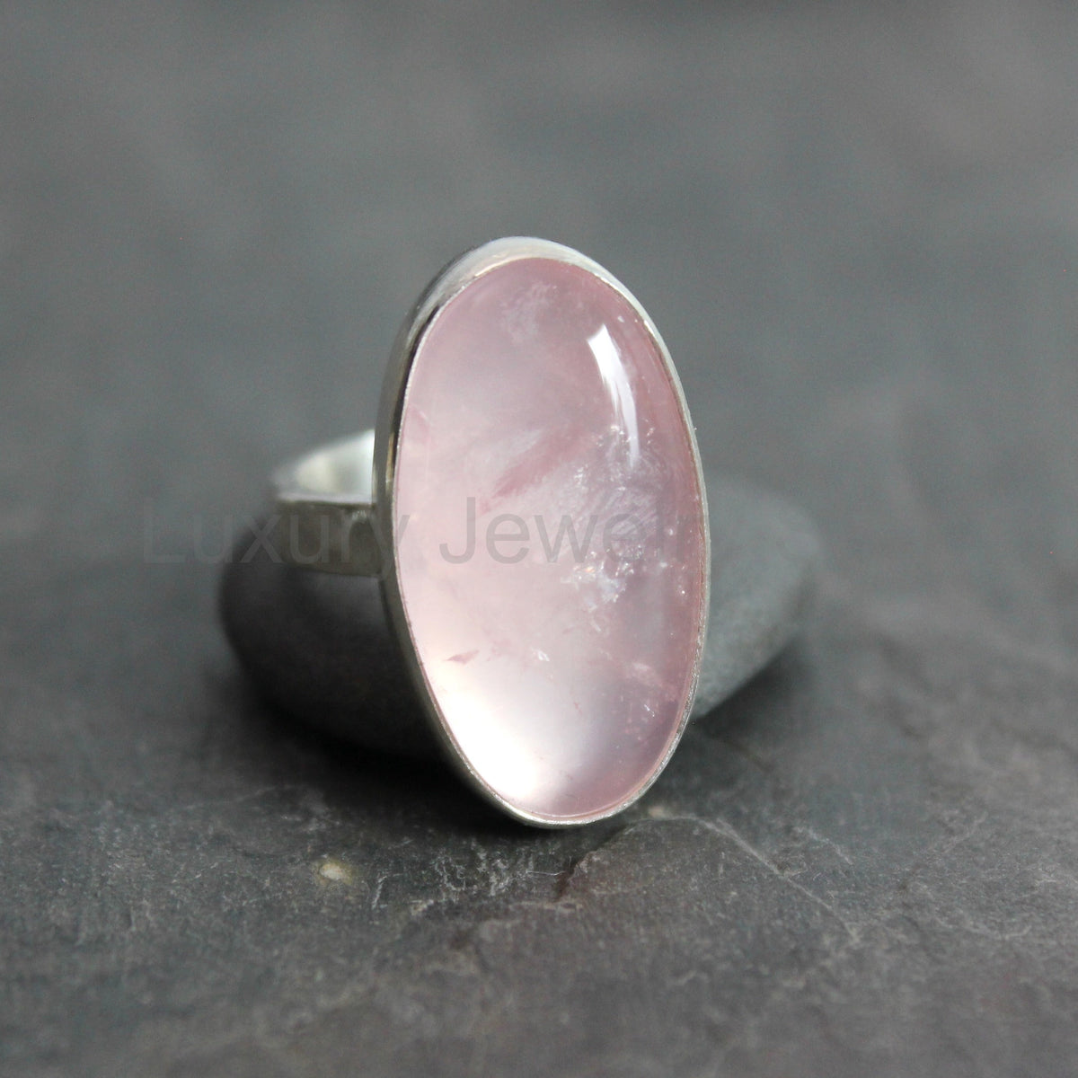 Rose Quartz Statement Ring Size 5 | Handmade Sterling Silver | Pink Gemstone - image 5