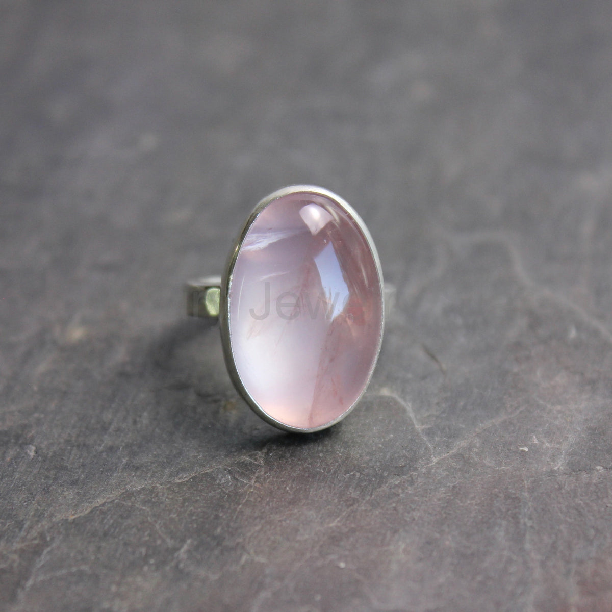 Rose Quartz Statement Ring Size 7 | Handmade Sterling Silver | Pink Gemstone