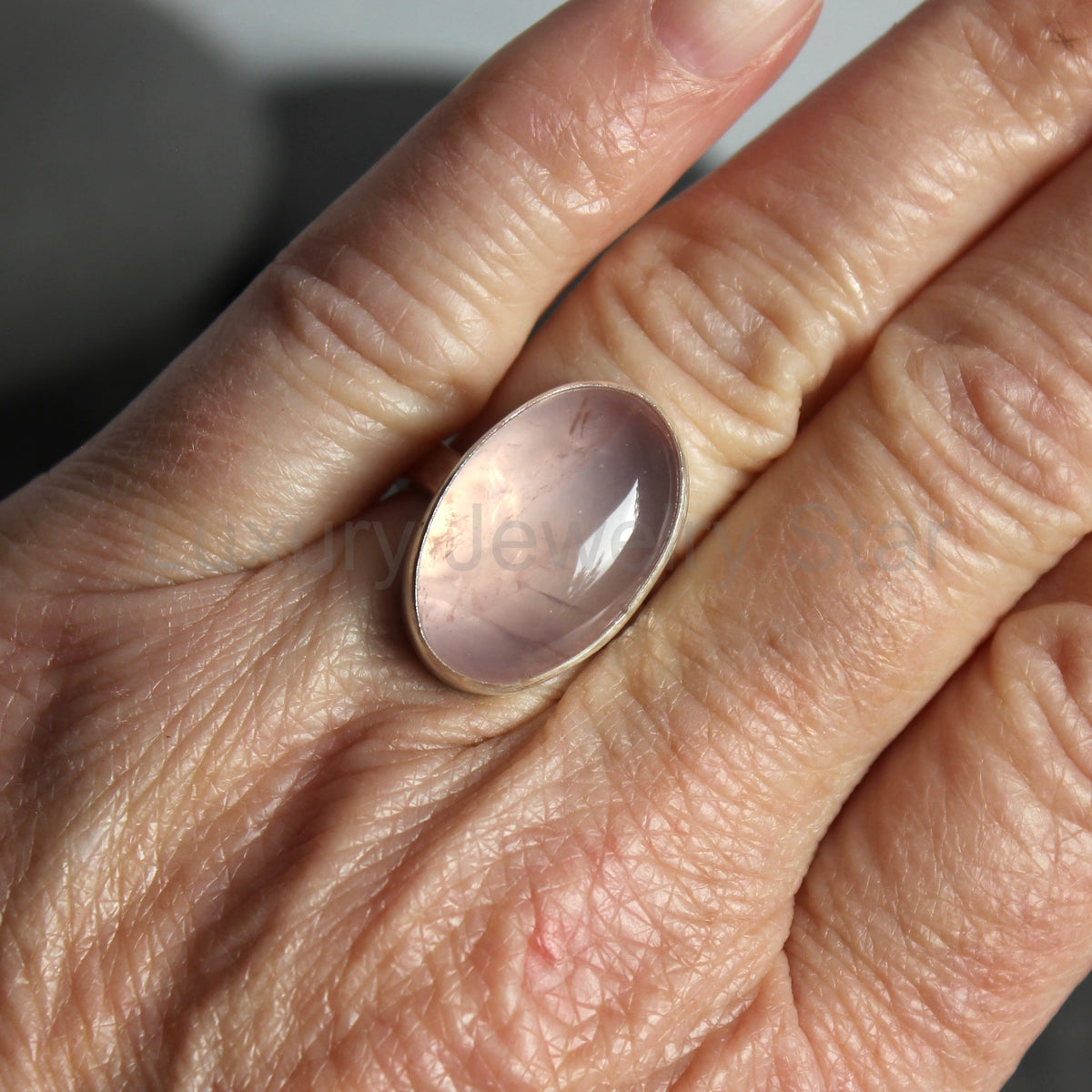 Rose Quartz Statement Ring Size 7 | Handmade Sterling Silver | Pink Gemstone - image 6