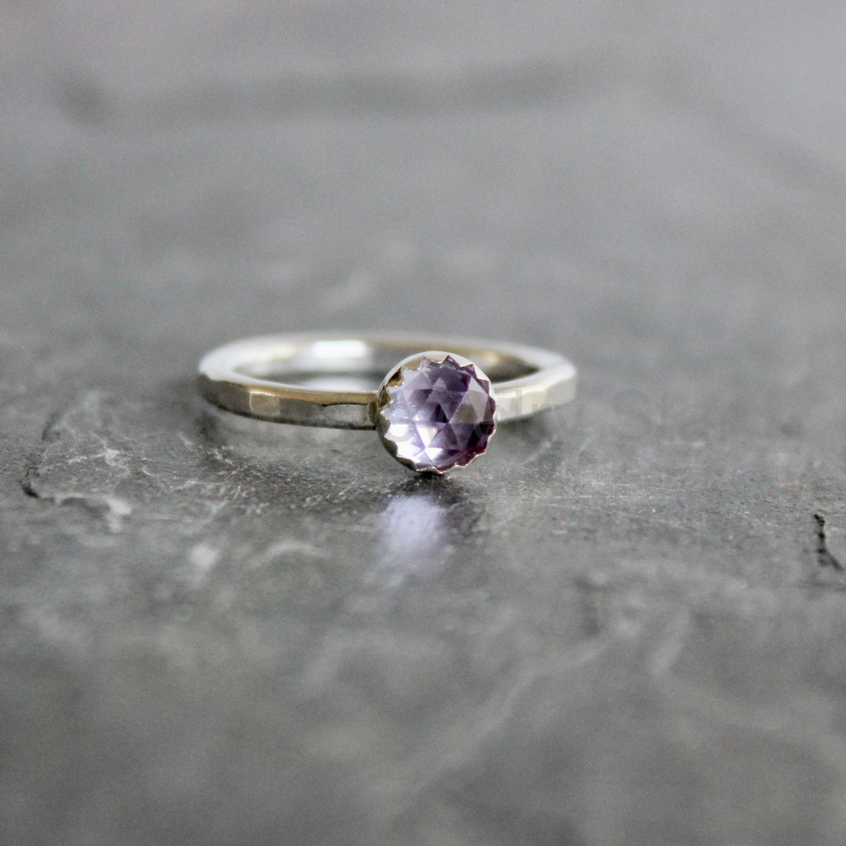 Sterling Silver Alexandrite Stacking Ring | June Birthstone | 55th Anniversary Gift - image 2