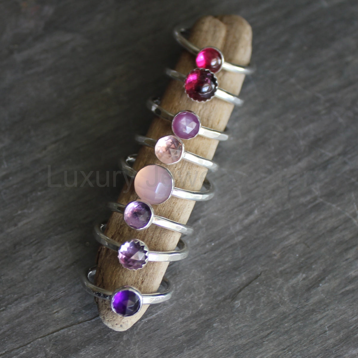 Sterling Silver Alexandrite Stacking Ring | June Birthstone | 55th Anniversary Gift - image 7