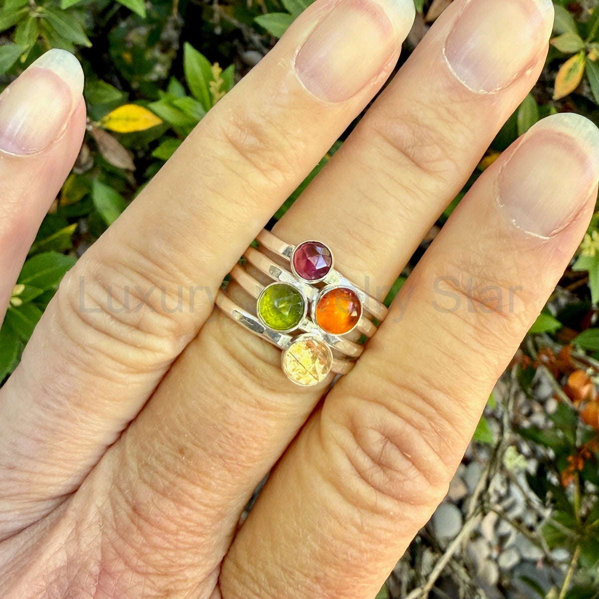 Sterling Silver Rhodolite Garnet Stacking Ring | January Birthstone | 2nd Anniversary - image 2