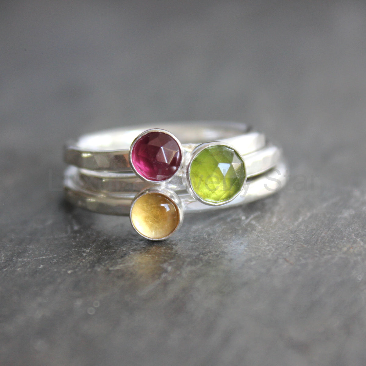 Sterling Silver Rhodolite Garnet Stacking Ring | January Birthstone | 2nd Anniversary - image 4