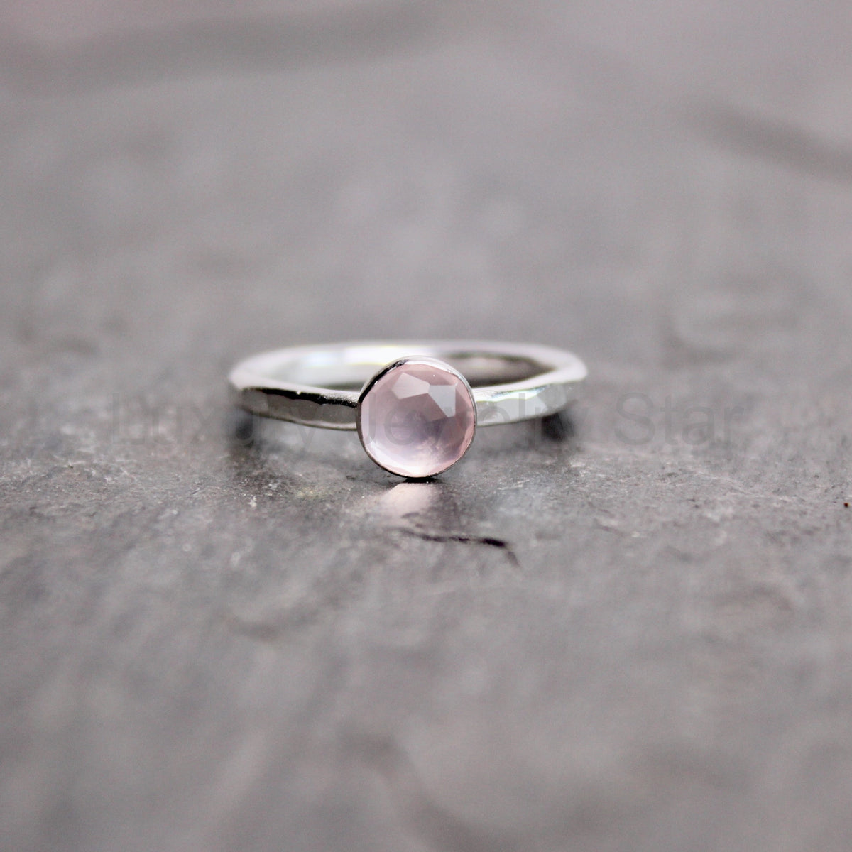 Sterling Silver Rose Cut Rose Quartz Stacking Ring | Dainty Minimalist Jewelry - image 4