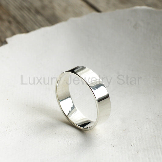 Polished 6mm wide silver ring