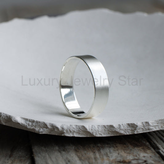 Satin 6mm wide silver ring