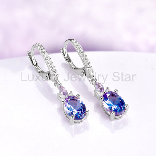 Alexandrite Drop Earrings in Sterling Silver - image 2