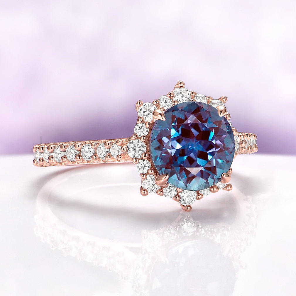 Aster Alexandrite Engagement Ring in 14K Rose Gold Vermeil - image 2