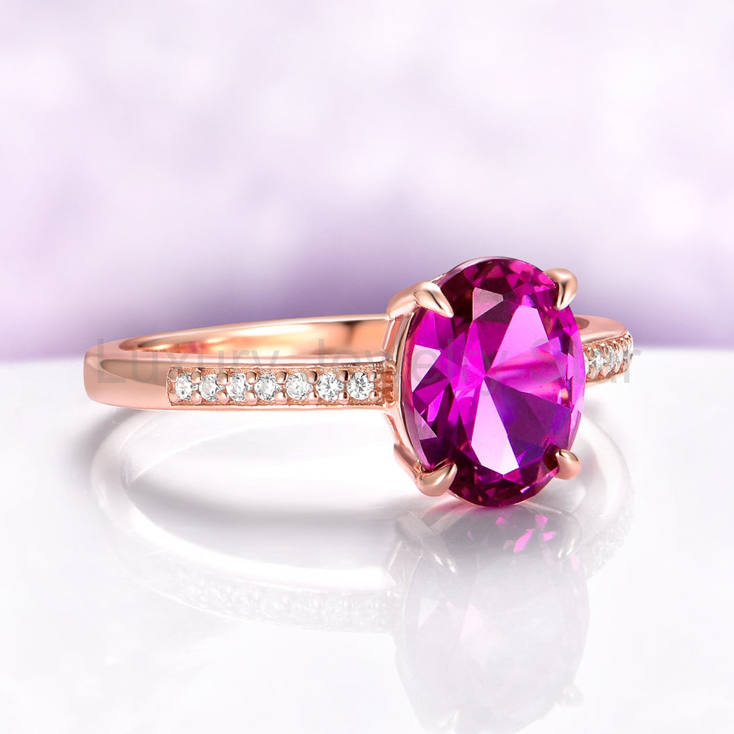 Ava Pink Tourmaline Engagement Ring in 14K Rose Gold Vermeil - image 2