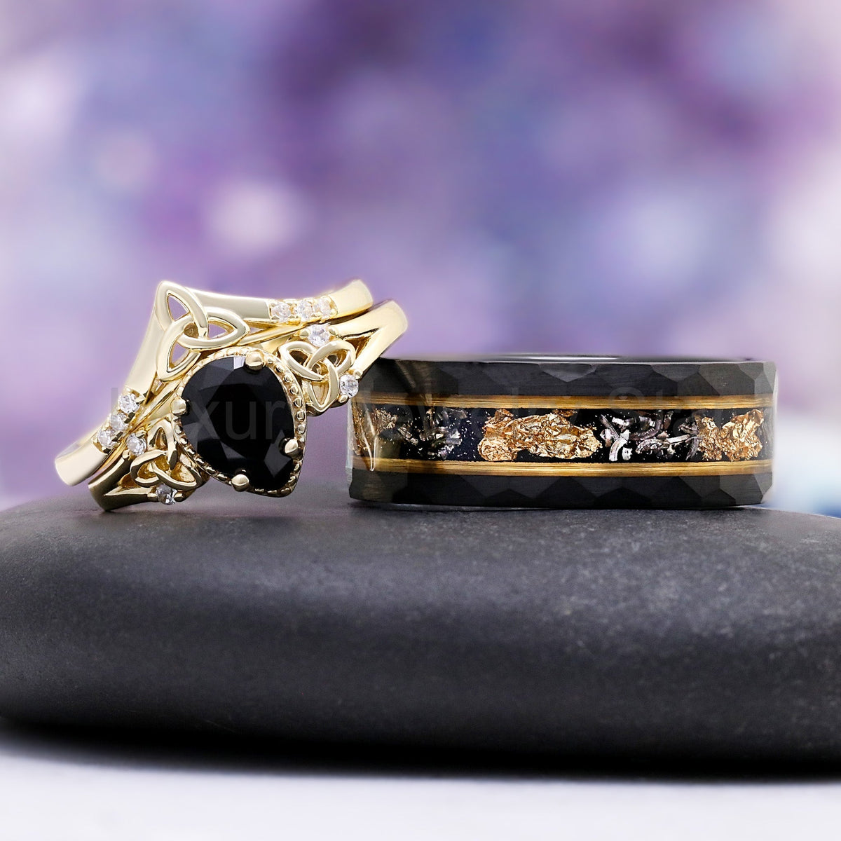 Celtic Knot Black Onyx Ring Set in 14K Yellow Gold Vermeil - image 2