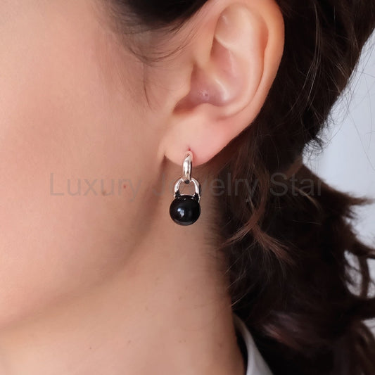 10mm Black Onyx Earrings