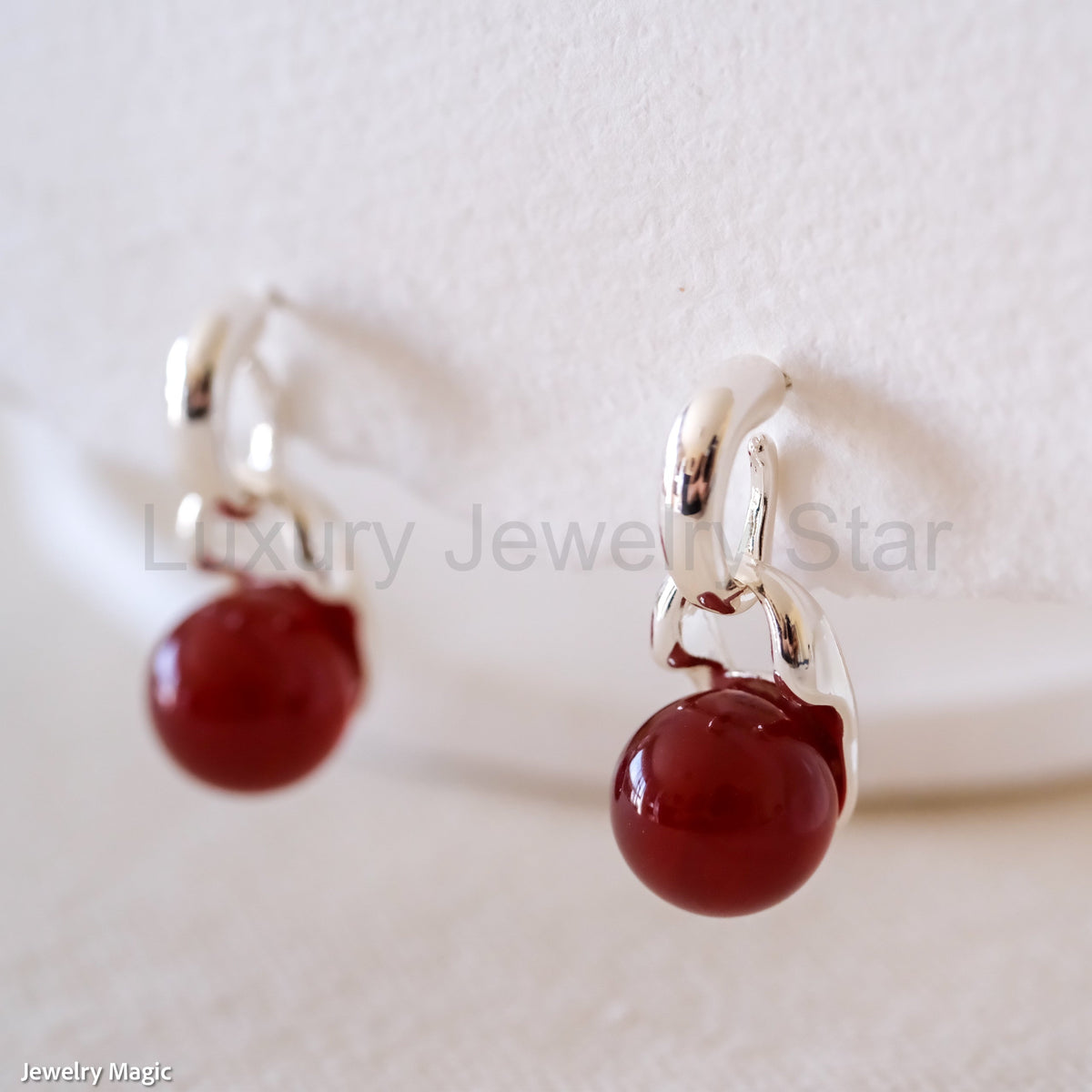 10mm Red Carnelian Earrings - image 2