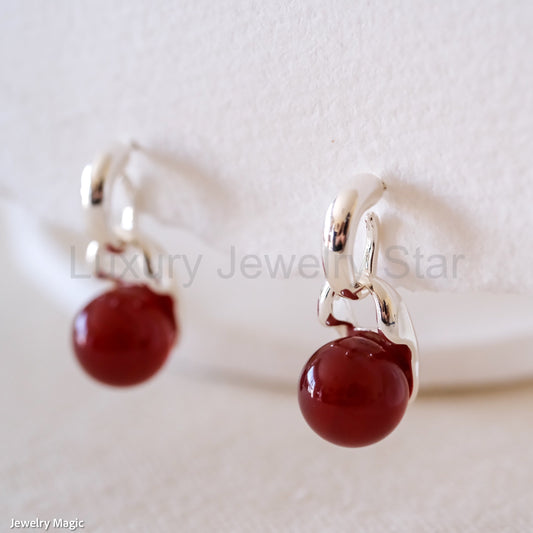 10mm Red Carnelian Earrings - image 2