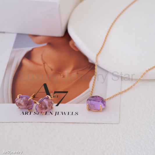 Amethyst Stud Earrings - image 2