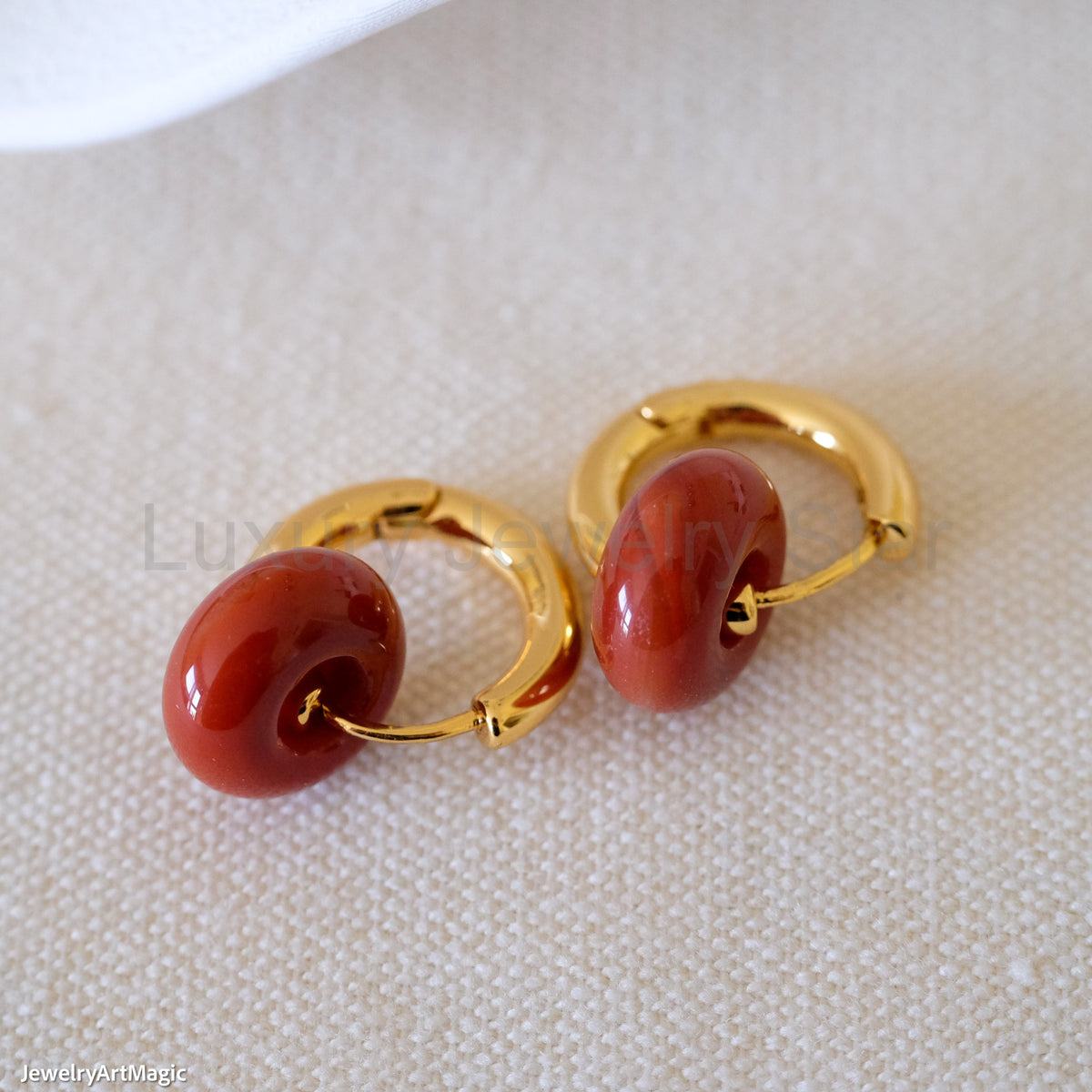 Carnelian Hoop Earrings - image 4