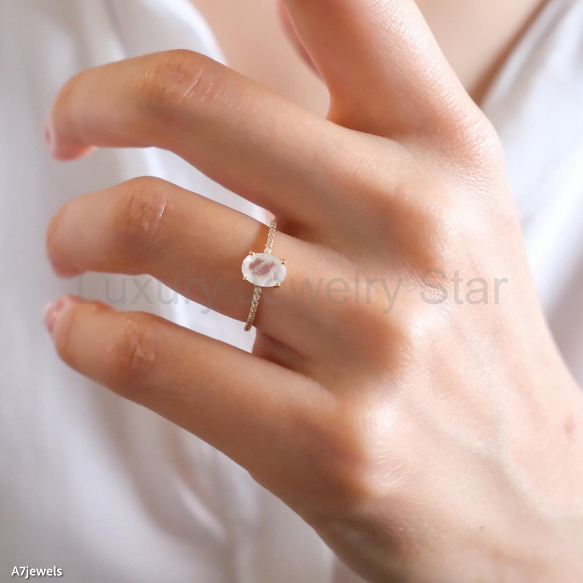 Moonstone Solitaire Ring