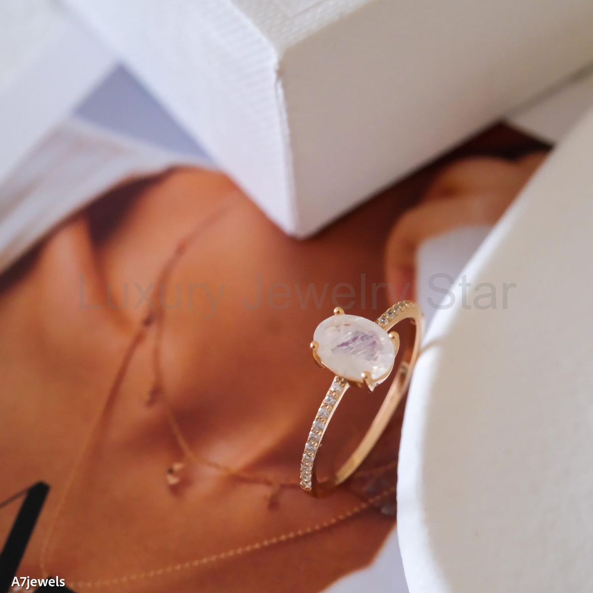 Moonstone Solitaire Ring - image 2