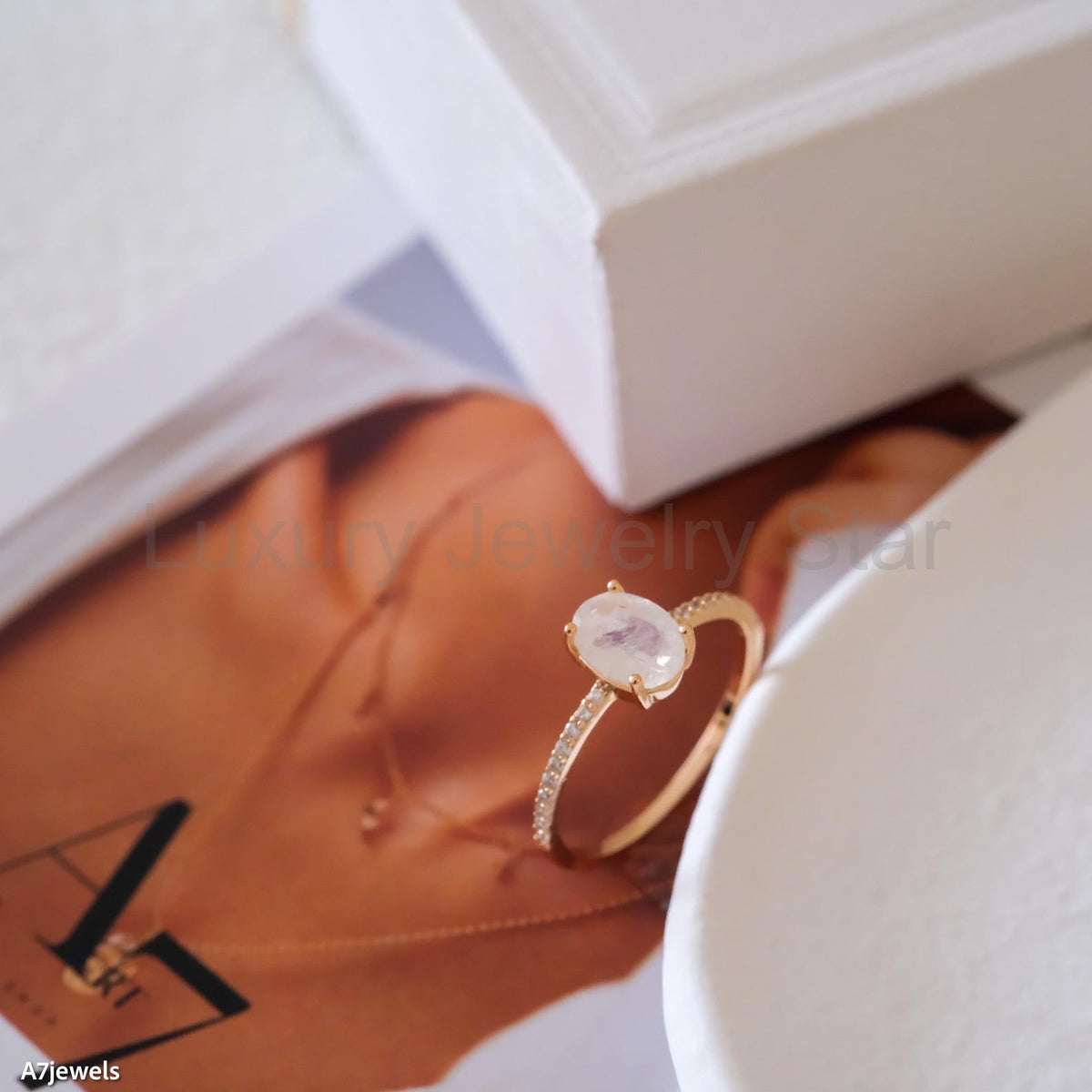 Moonstone Solitaire Ring - image 3
