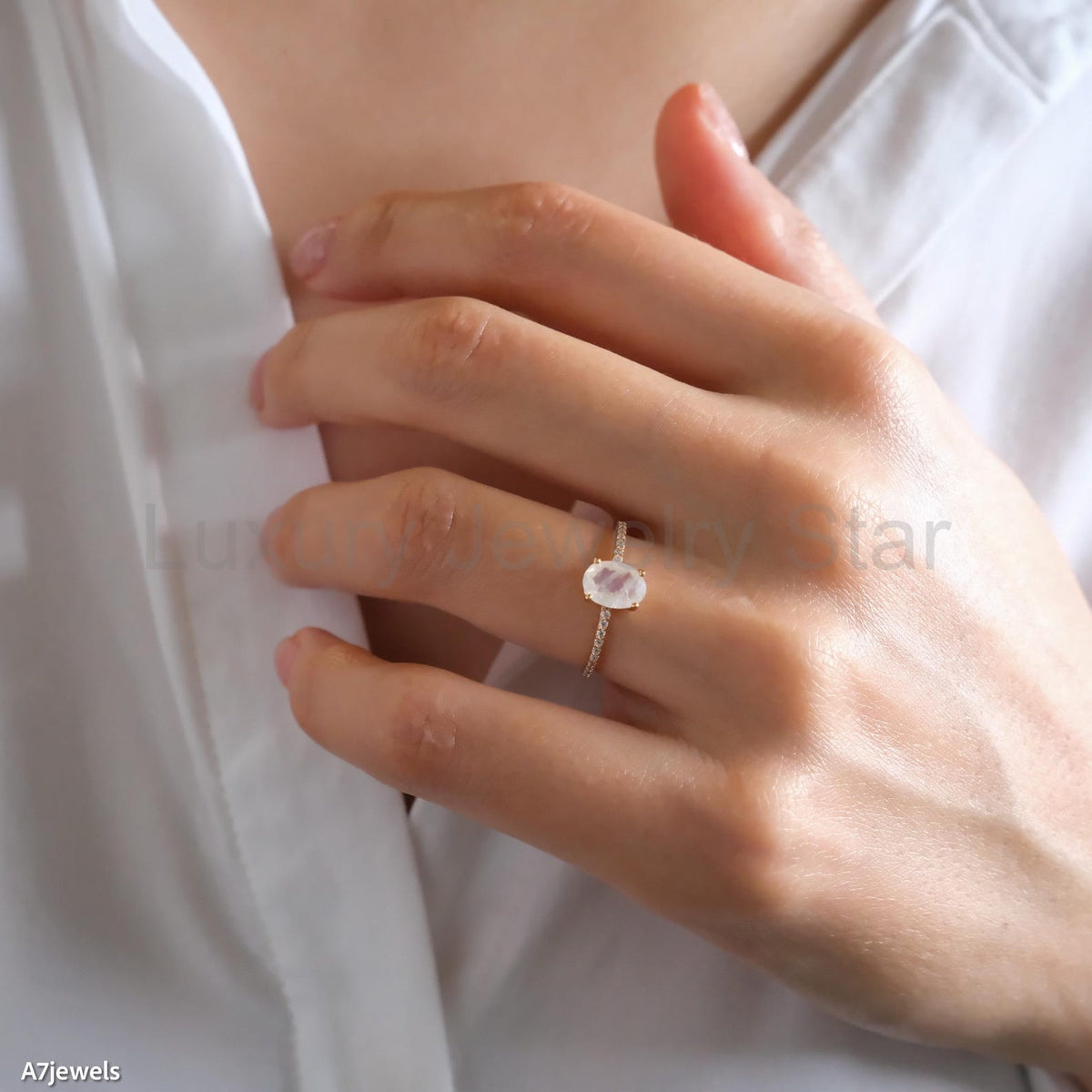 Moonstone Solitaire Ring - image 5